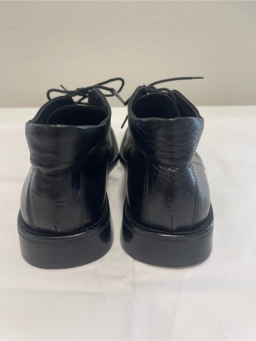 Rowland Brothers Vintage Italian Black Leather Lace-Up Footwear